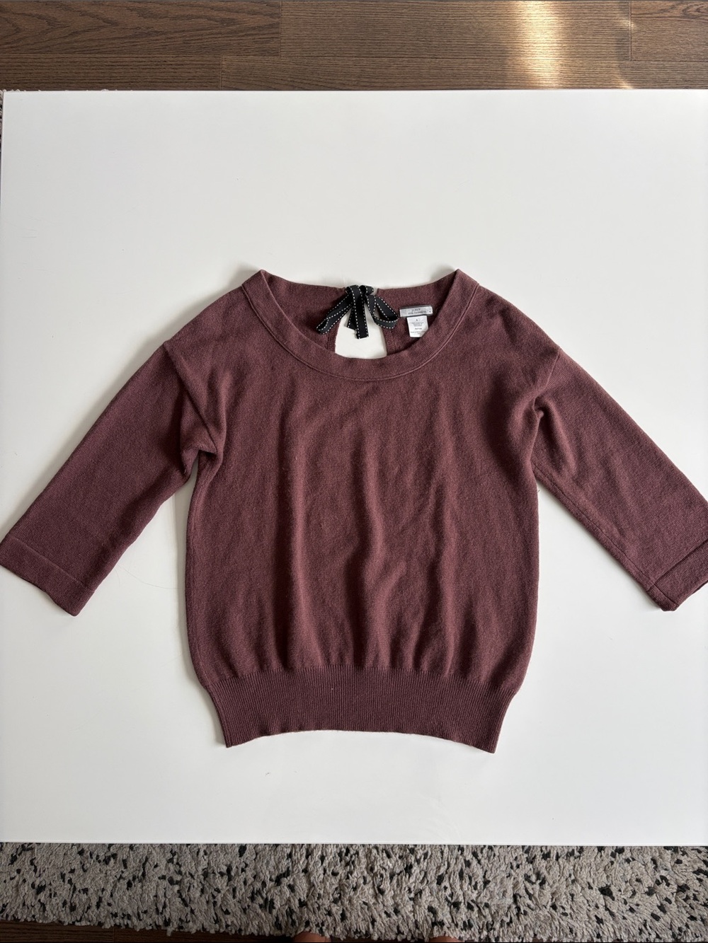 J. Crew Plum Quarter sleeve 100% cashmere sweater